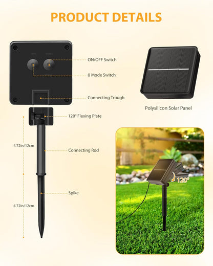 Brightown Solar String Lights – Portable Camping and Gazebo Lighting, 2 Pack 39ft LED