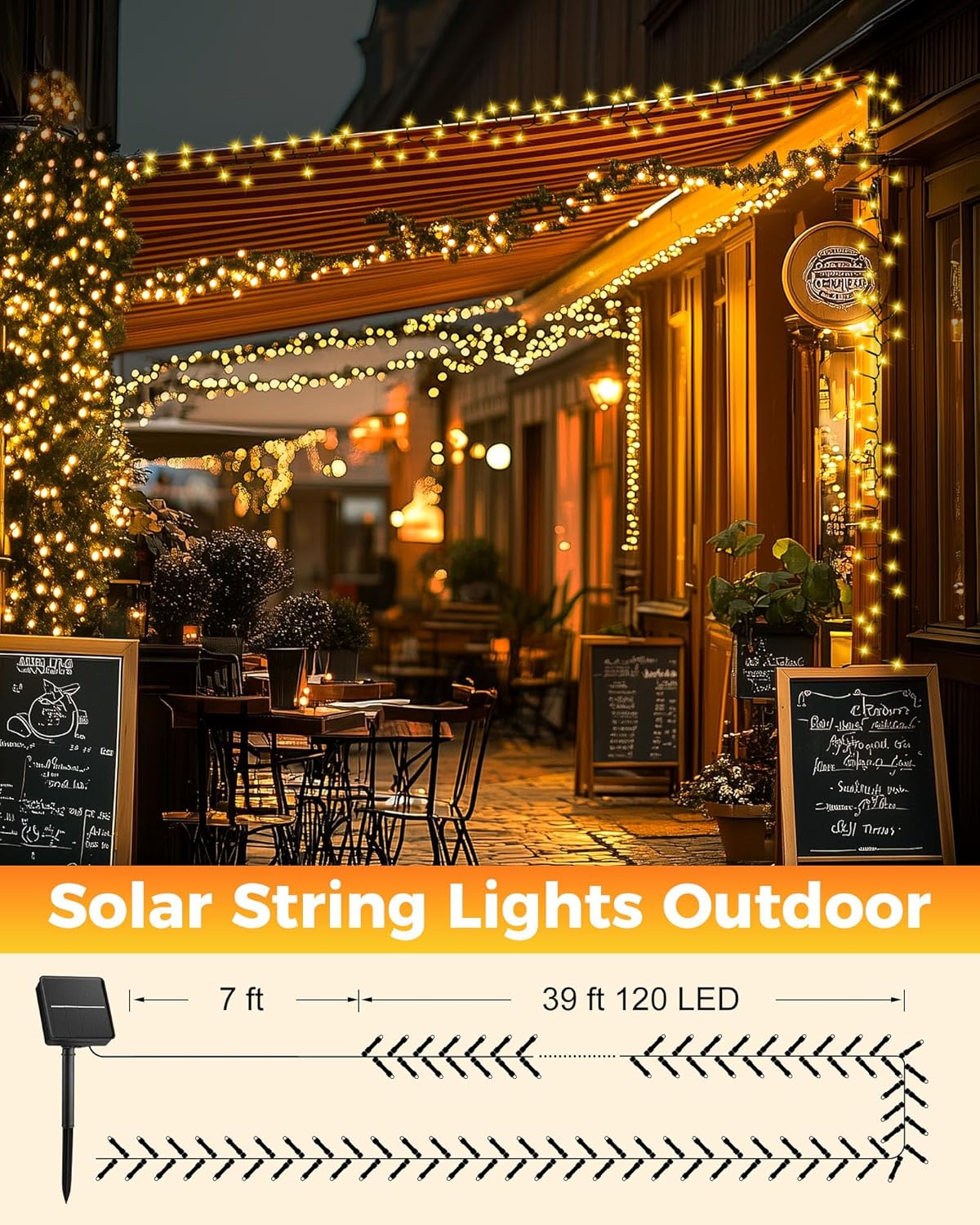 Brightown Solar String Lights – Portable Camping and Gazebo Lighting, 2 Pack 39ft LED