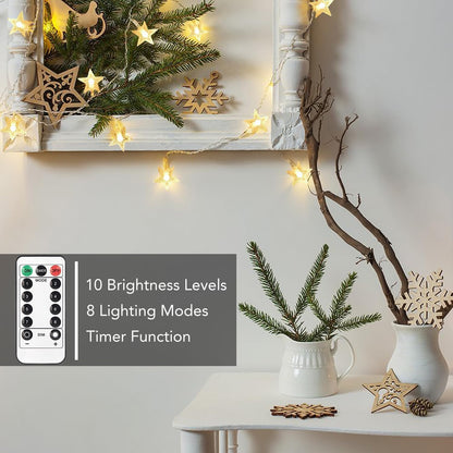 Brightown Star String Lights – Flameless Candle Alternative for Bedroom and Nursery, 50 LED Battery Star Lights Cool to the Touch with Timer
