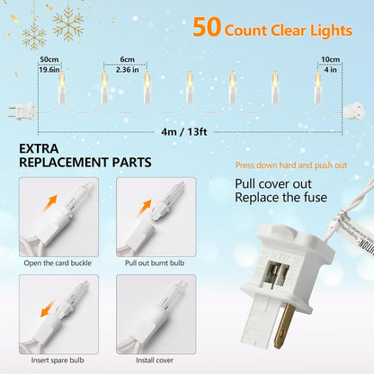 Brightown UL Certified Outdoor Mini Lights 50 Count White Cord – Connectable 2700K Strand for Camping Setup, Patio Dining & Backyard Decor