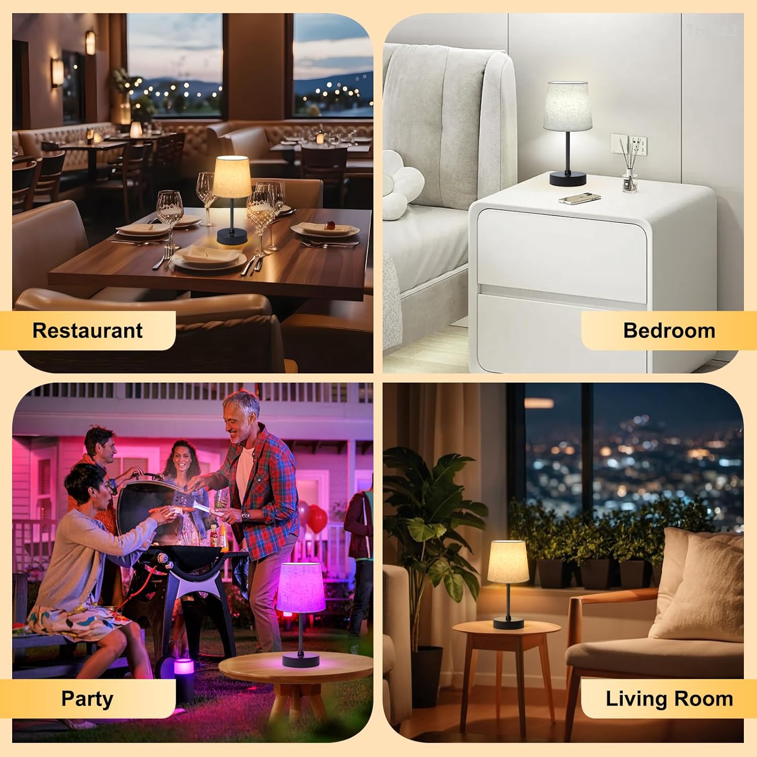 BRIGHTY — Calming Cordless Night Lamp for Bedtime Wind-Down Routine, Warm 3000K Light with Stepless Dimming