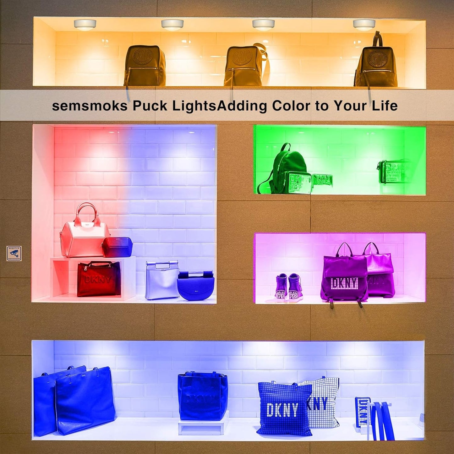 Brilliant Evolution Kids Puck Lights, Battery Operated Color Changing Night Light for Bedroom and School Locker, 6 Pack