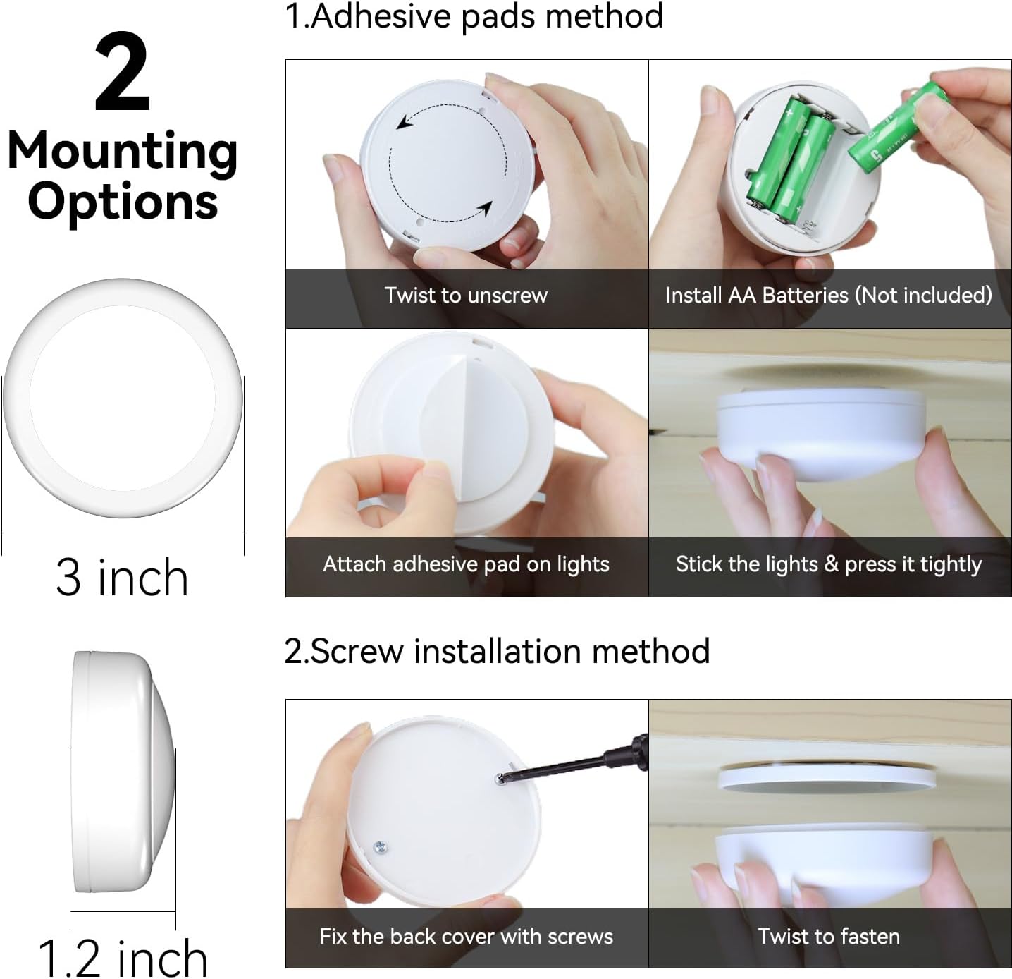 Brilliant Evolution Kids Puck Lights, Battery Operated Color Changing Night Light for Bedroom and School Locker, 6 Pack