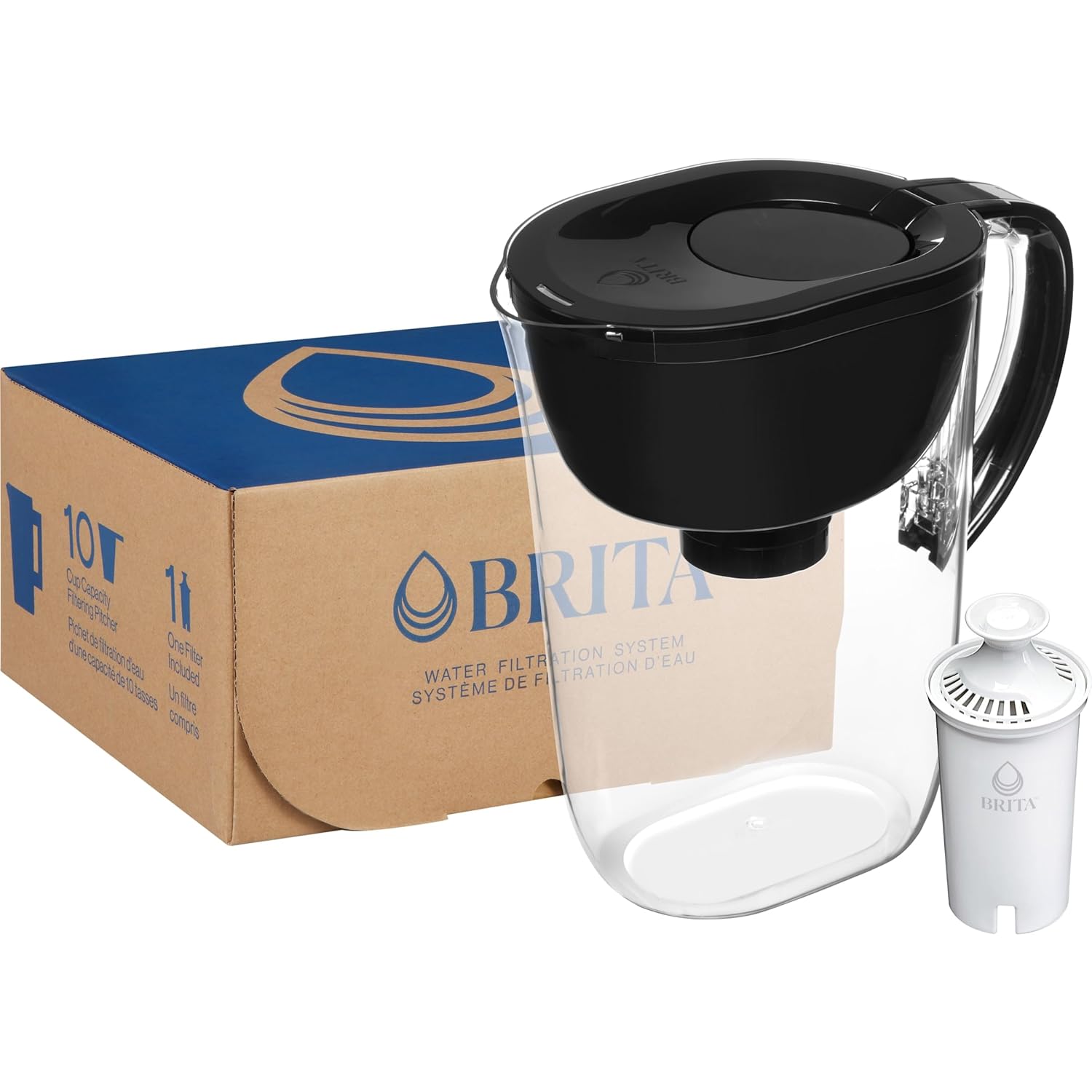 Brita SmartLight Filtered Water Pitcher in Stretch Limo Black – Mindful Hydration Companion for Wellness Routines and Clean Living