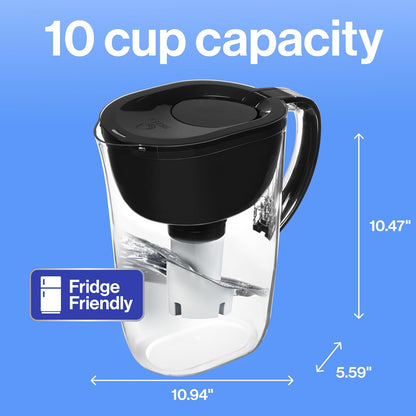 Brita SmartLight Filtered Water Pitcher in Stretch Limo Black – Mindful Hydration Companion for Wellness Routines and Clean Living