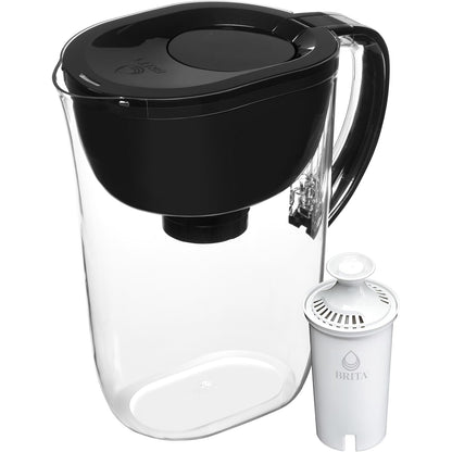 Brita SmartLight Filtered Water Pitcher in Stretch Limo Black – Mindful Hydration Companion for Wellness Routines and Clean Living
