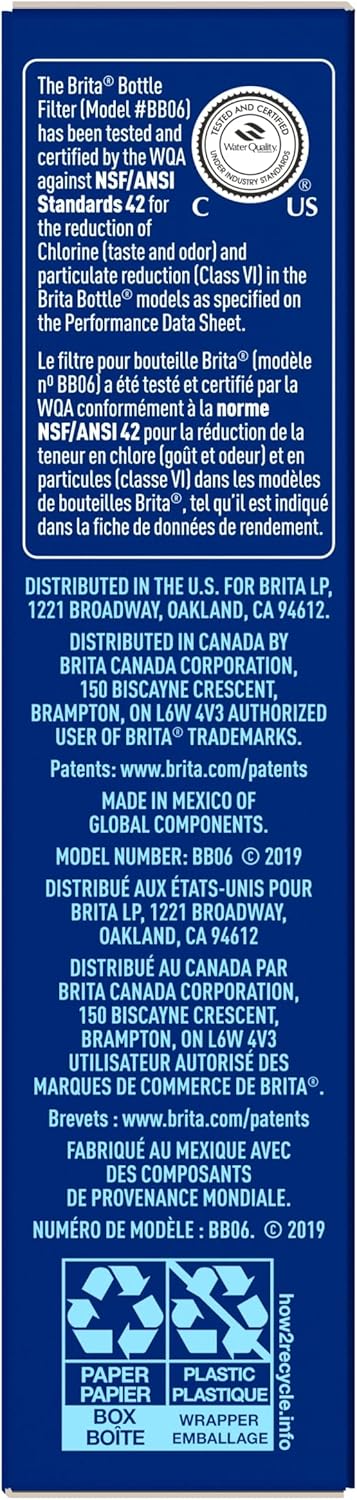 Brita Water Bottle Filters for Outdoor Adventures – Travel-Ready Refill Cartridges, 40-Gallon Lifespan, Pack of 3