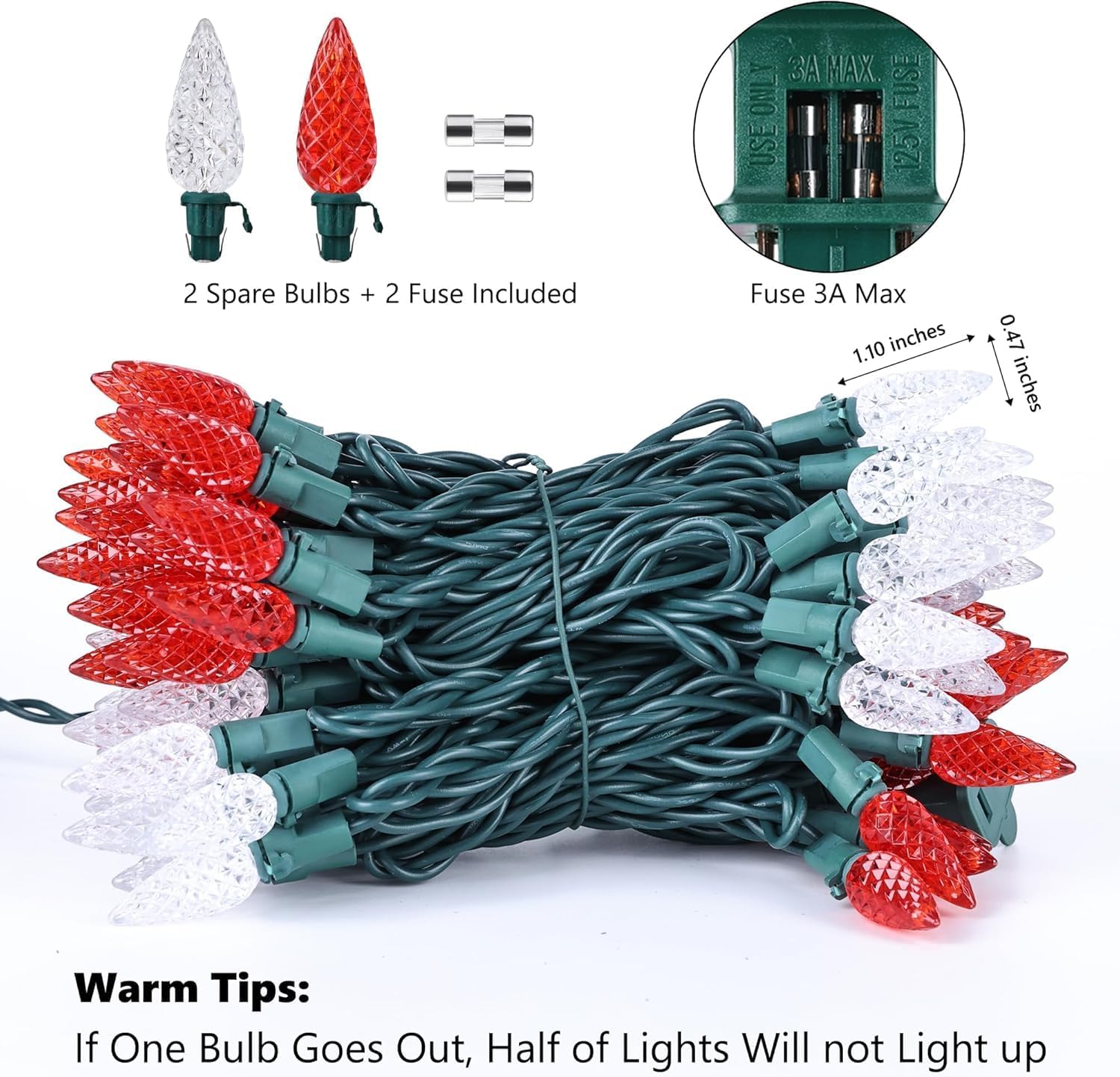 Brizled Connectable C5 Lights – Durable Outdoor Roofline, Porch, and Front Yard Holiday Display