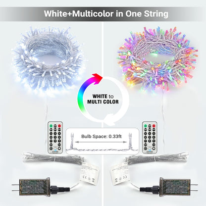 Brizled Dual Color Christmas Tree Lights – 200 LED Warm White and Multicolor String for Stylish Indoor Holiday Aesthetic