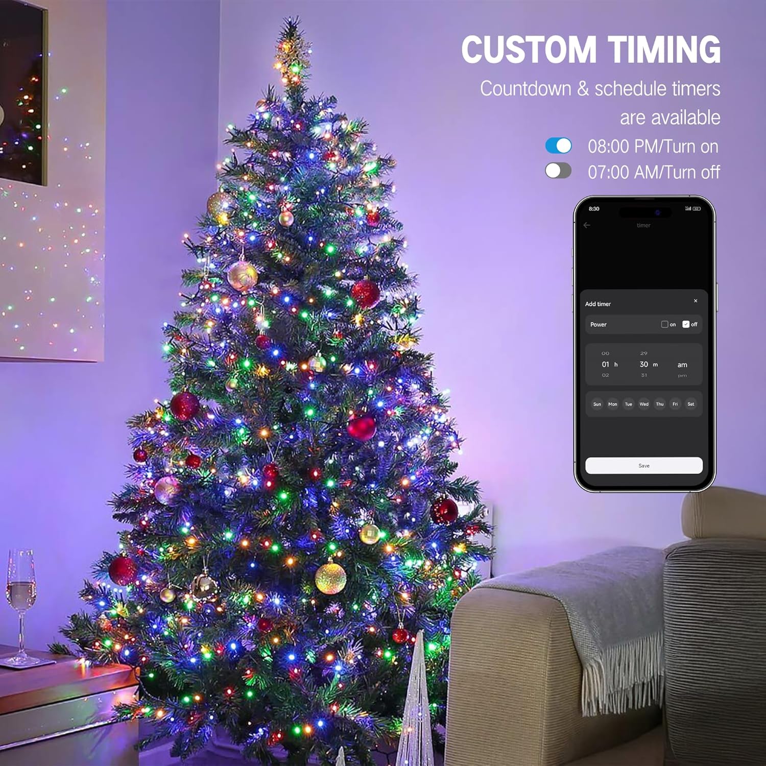 Brizled Smart Fairy Lights – WiFi Color-Changing String Lights for Bedroom Aesthetic and Holiday Mantel Styling