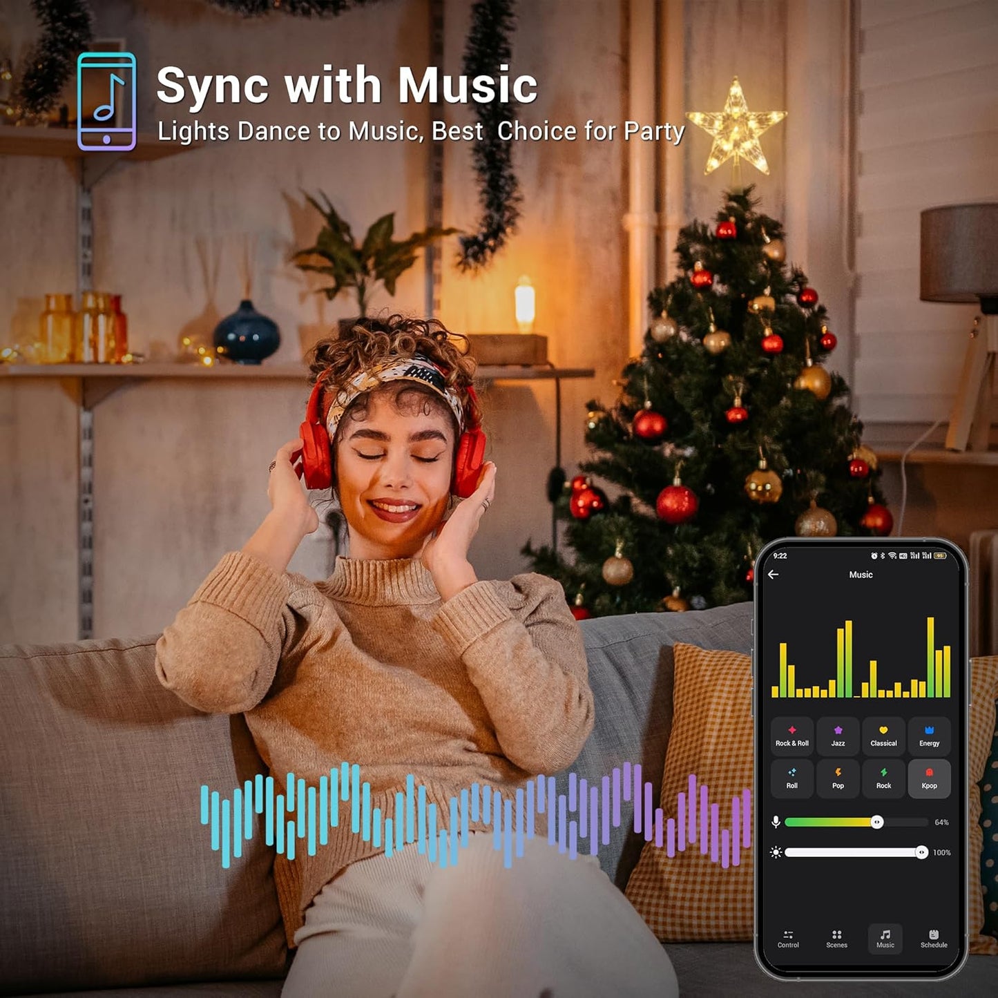 Brizled Smart LED Star – Cozy Bedroom and Family Room Accent with App-Controlled RGB Color and Holiday Presets