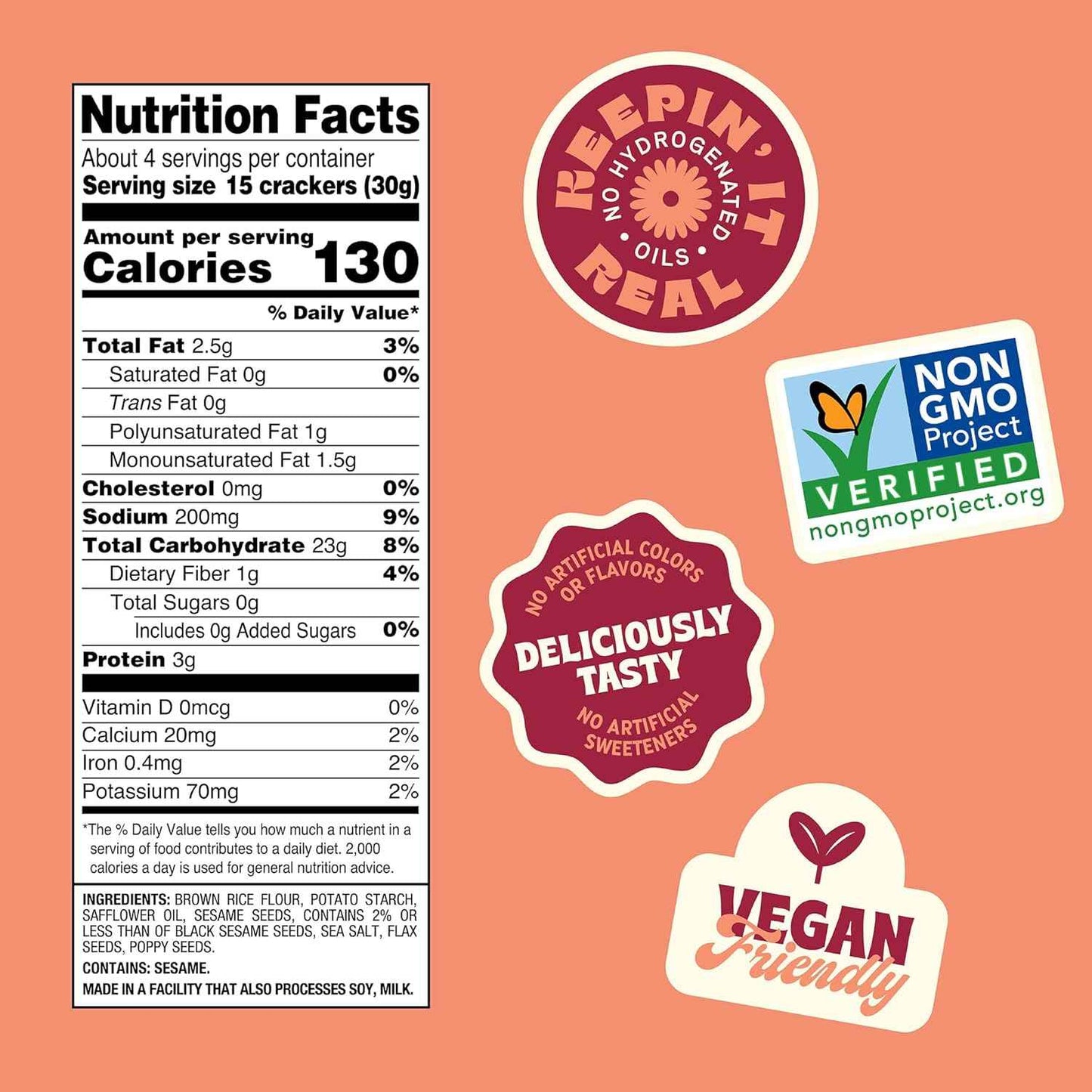 Back to Nature Non-GMO Multi-Seed Crackers – Clean-Ingredient Rice Thins for Intentional Snack Drawers and Neutral-Toned Lunchboxes