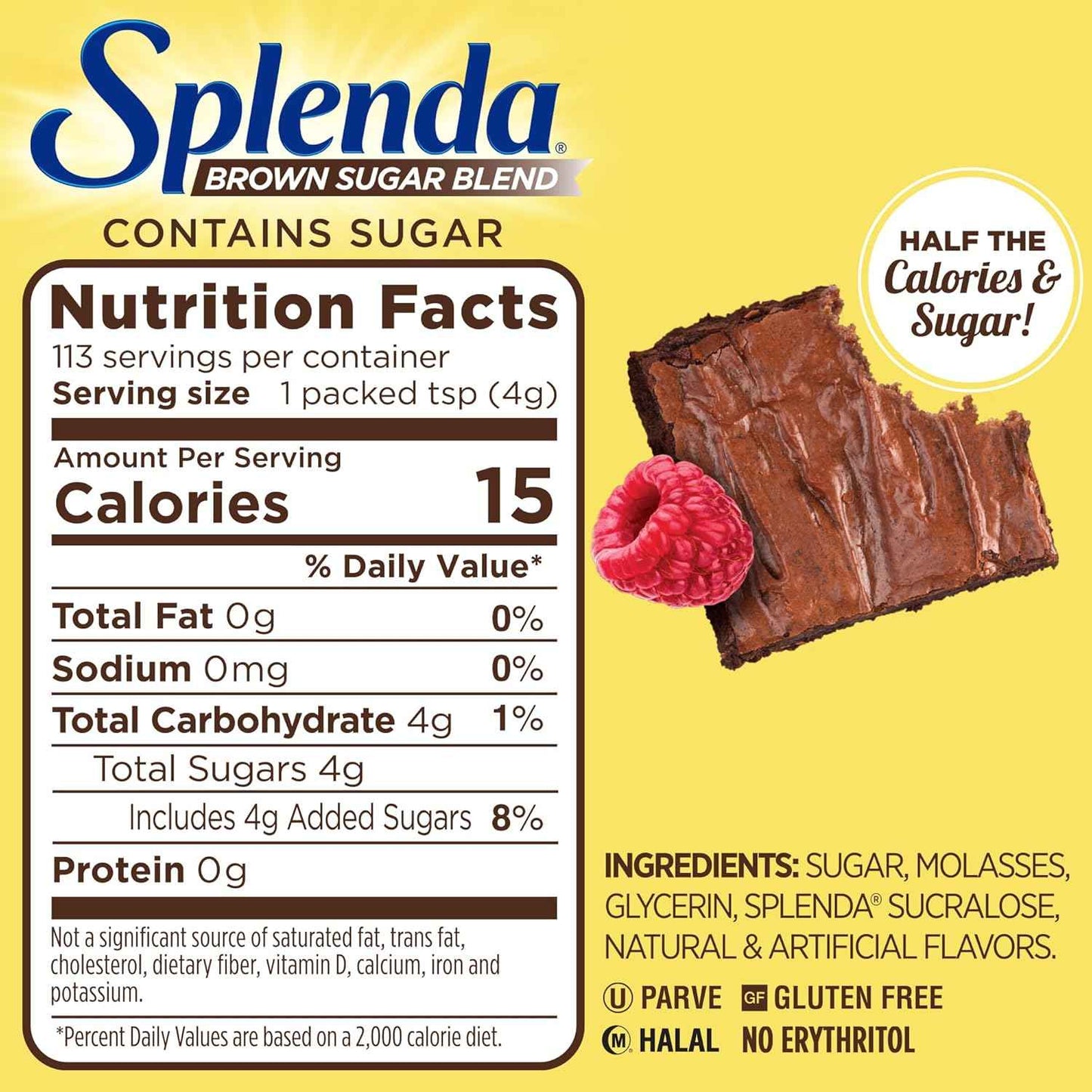 SPLENDA Brown Sugar Blend as a Thoughtful Housewarming Gift, Half-Sugar Baking Pantry Staple for Health-Conscious Home Cooks