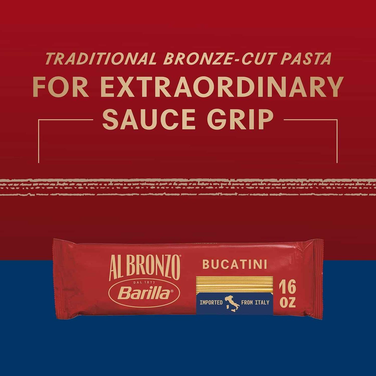 Barilla Al Bronzo Bucatini – Thoughtful Gourmet Gift for the Foodie, Italian Imported Bronze-Cut Pasta, Elegant Pantry Upgrade