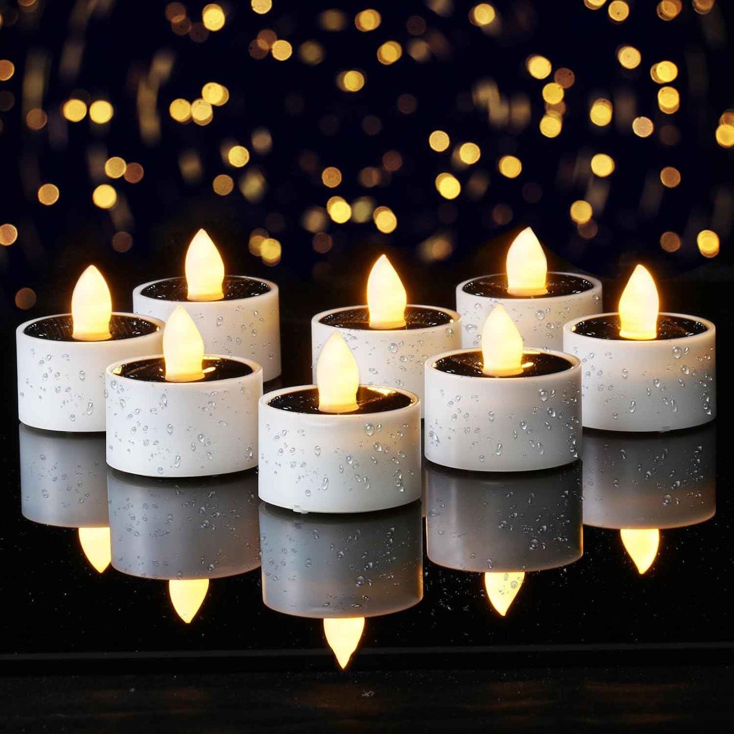 Homemory Flameless Solar Tea Lights – Child and Pet Safe Flickering LED Votives for Bedrooms, Nurseries, and Living Rooms