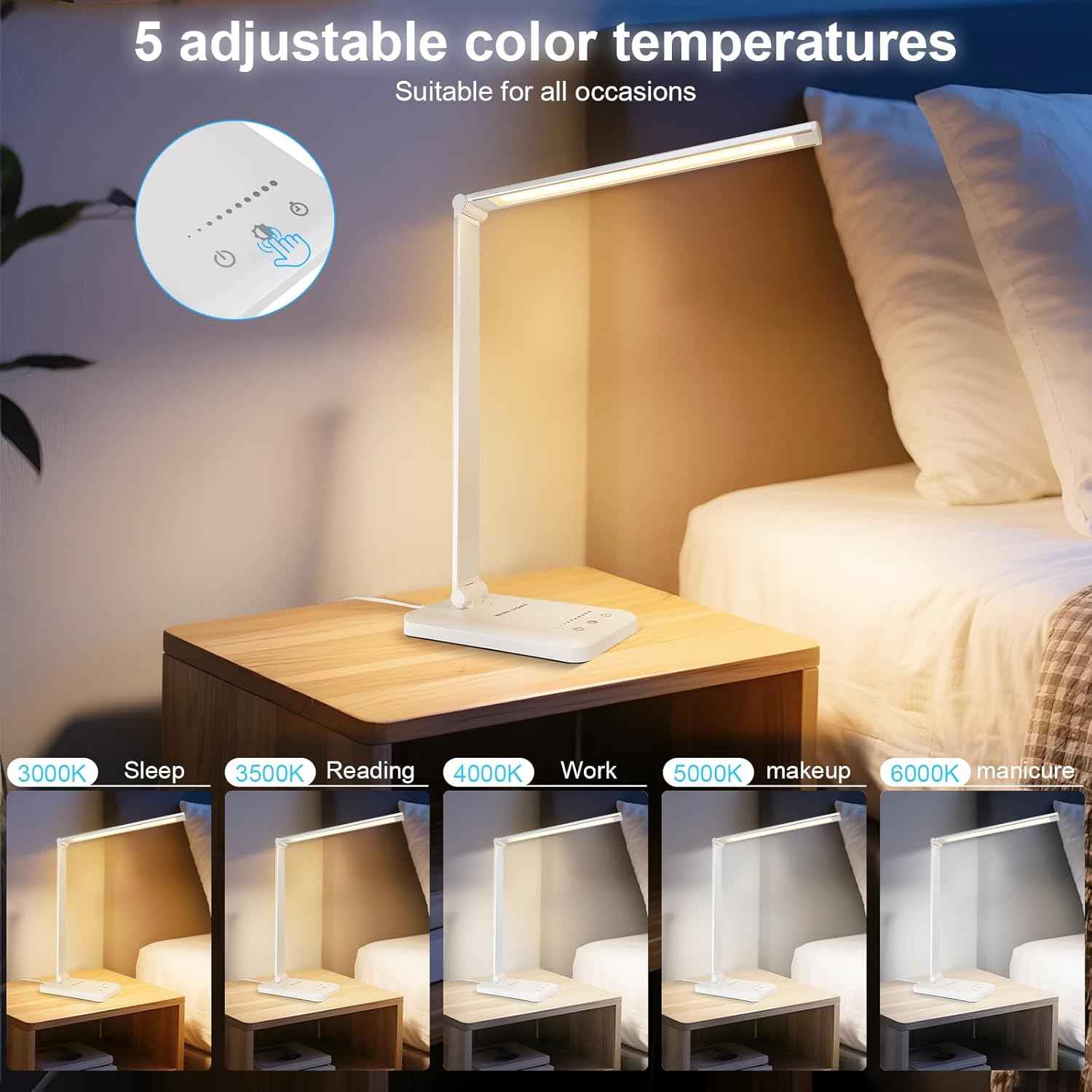 White crown Aluminum LED Desk Lamp – Clean, Modern Task Light for Intentional Home Offices and Uncluttered Desks
