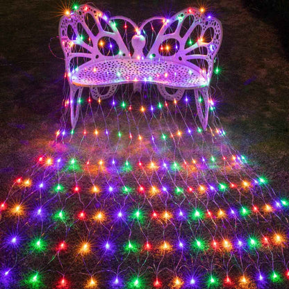 AWQ Outdoor Net String Lights 200 LED 9.8ft x 6.6ft 8 Modes for Backyard Deck and Fence Line