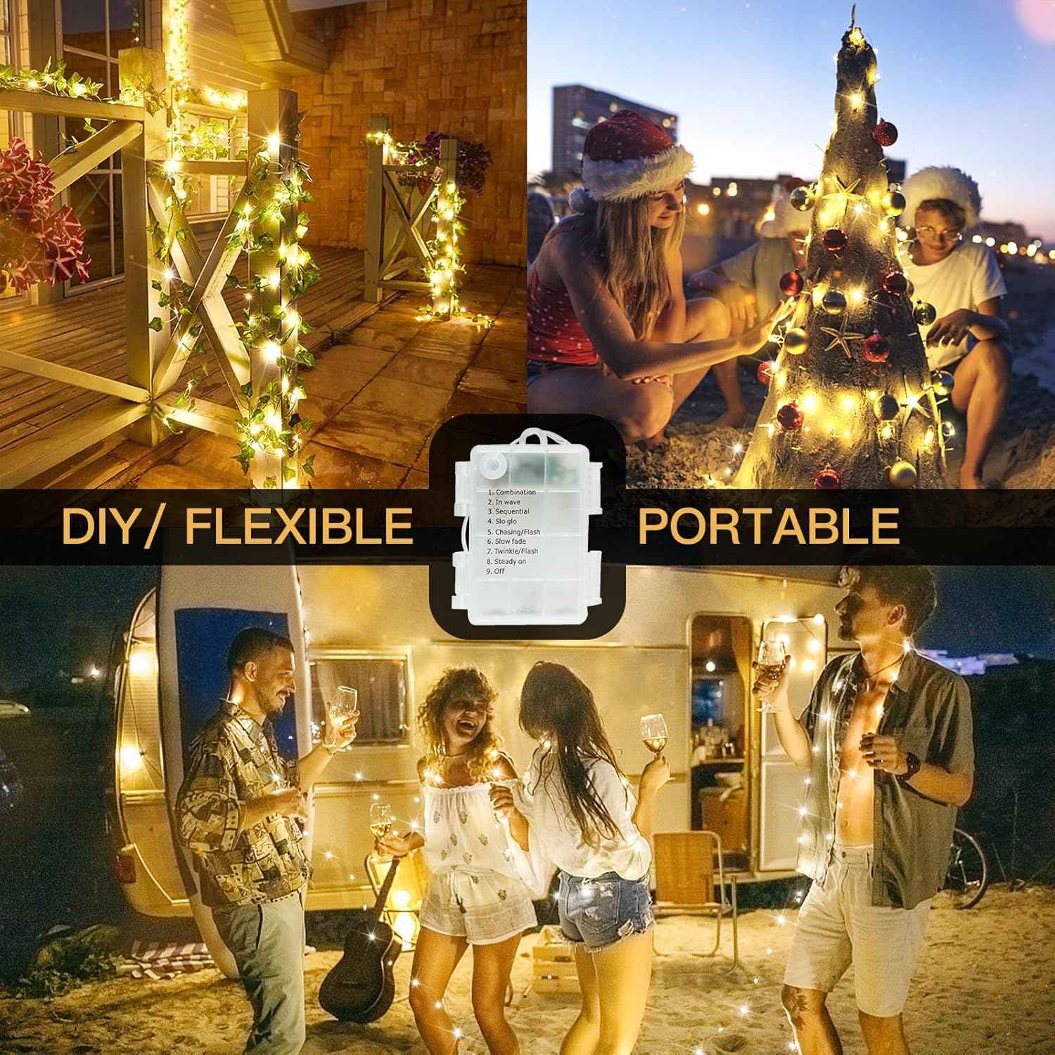 suddus LED Fairy Lights – Flameless, Cool-to-Touch Bedroom String Lights with 6-Hour Auto Shutoff Timer