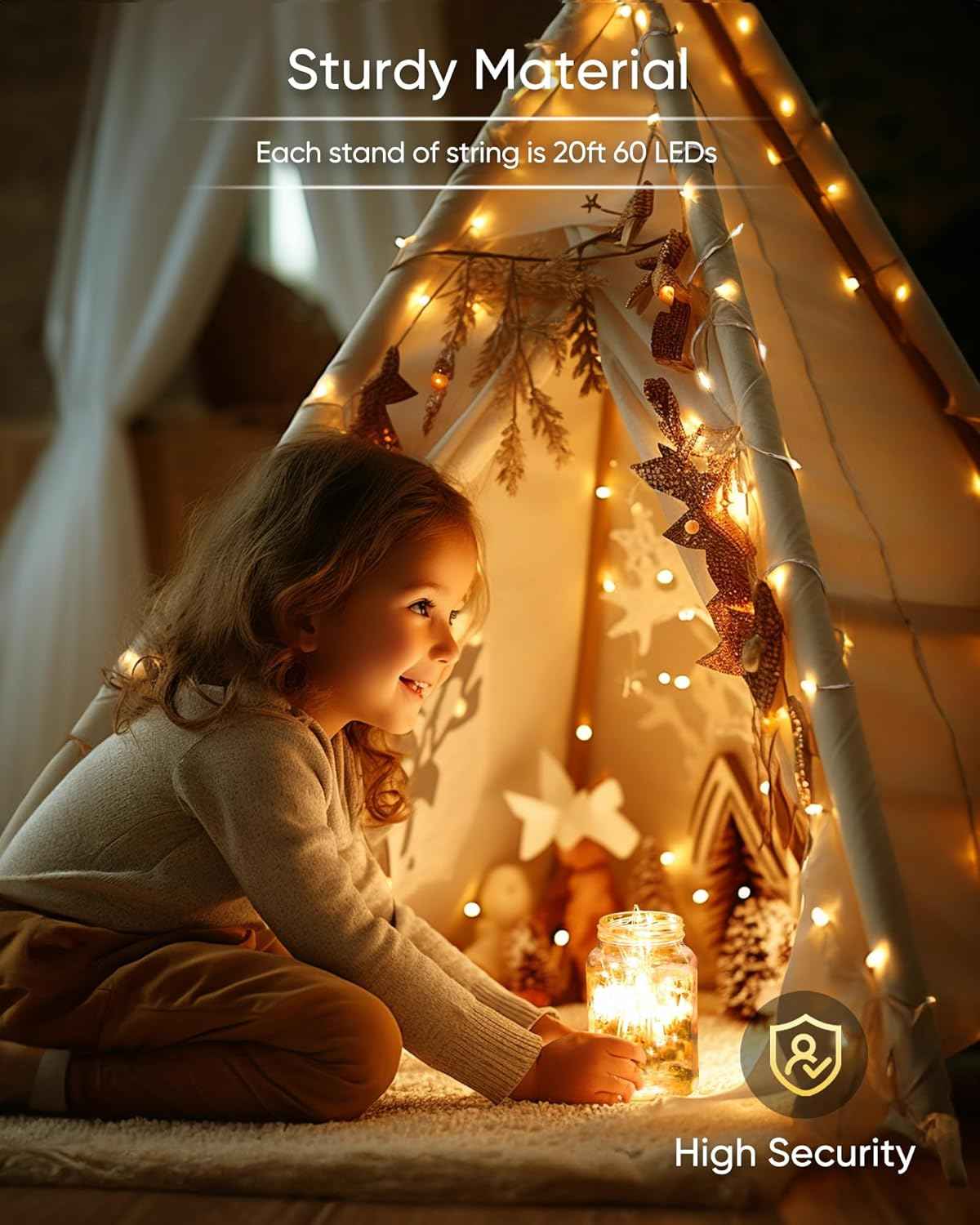 Homemory 4-Pack 20ft LED Fairy Lights – Cozy Copper Wire String Lights for Bedroom Headboard and Living Room Decor
