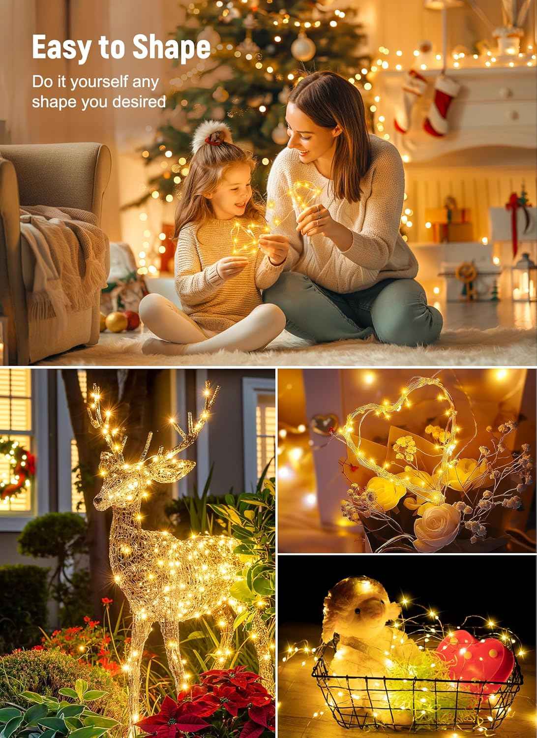 Minetom Twinkle Fairy Lights – Nursery Night Light for Baby Room, Cool-Touch USB String Lights with 6H Auto Timer and 8 Modes