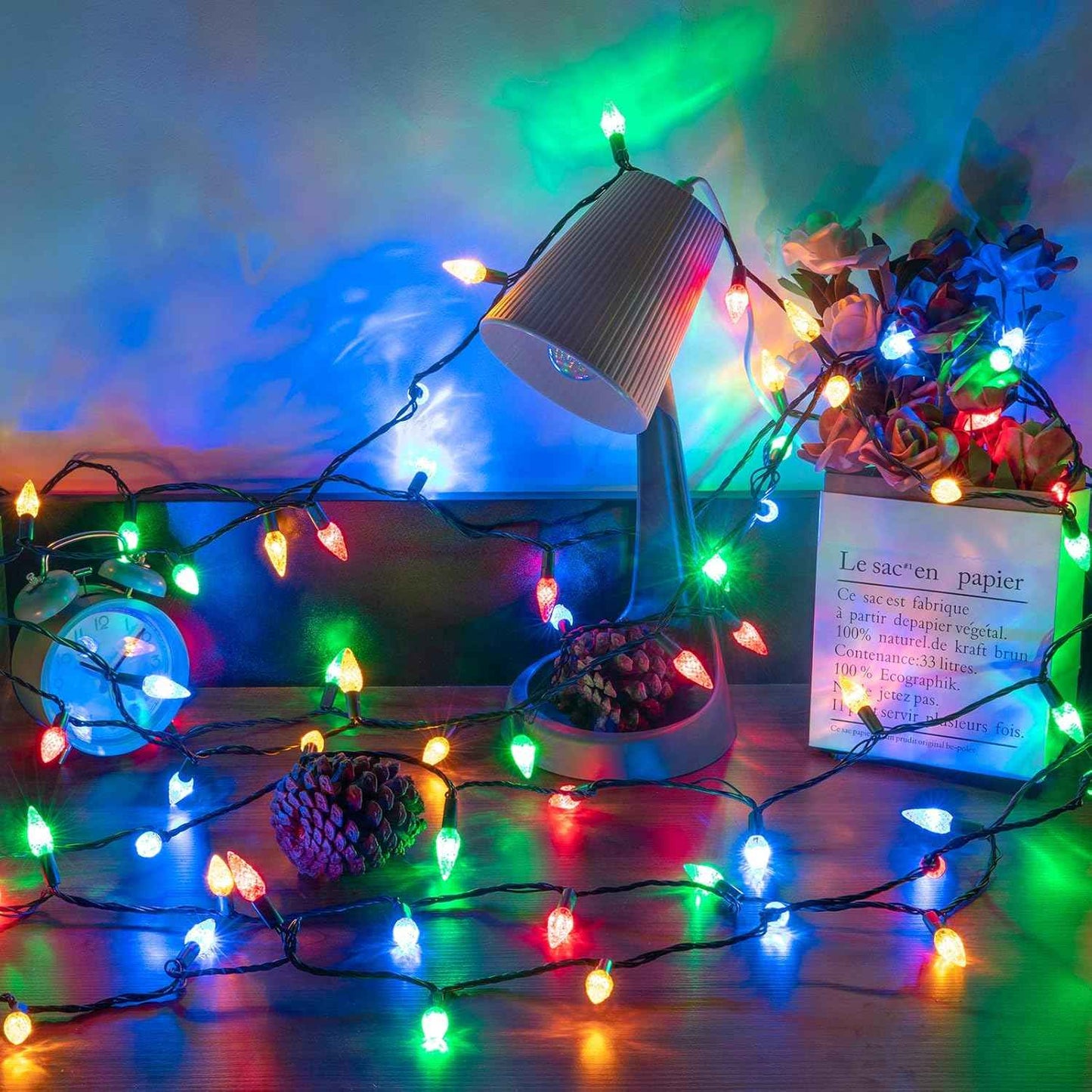 AWQ 66 ft C6 Fairy Lights Plug in – Decorative Indoor String Lights for Dorm Walls, Bookshelves & Window Frames, Warm White Glow