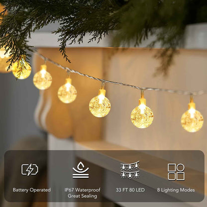 Metaku Globe Fairy Lights Battery Operated with Remote Timer Thoughtful Birthday Gift for Her Mom and Best Friend Home Decor 33ft Warm White