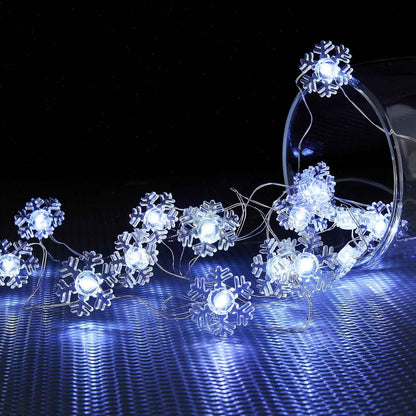 BlcTec LED Snowflake Fairy Lights – Aesthetic Bedroom Wall Light 12.8FT Copper Wire Battery Operated