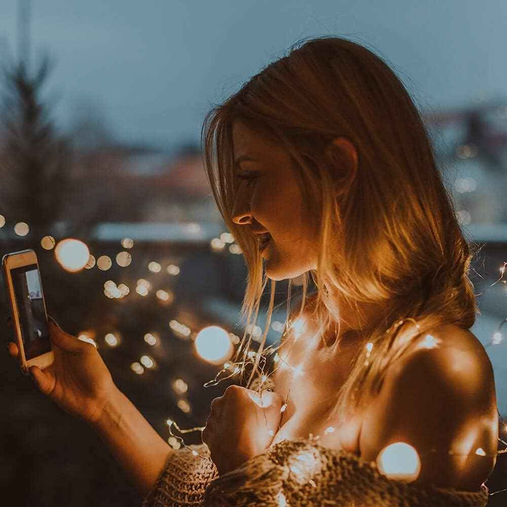 GloDream Safe Photo Clip String Lights for Kids Room - Cool-to-Touch Battery Operated 33Ft LED String with 50 Clips and Auto Shutoff Timer