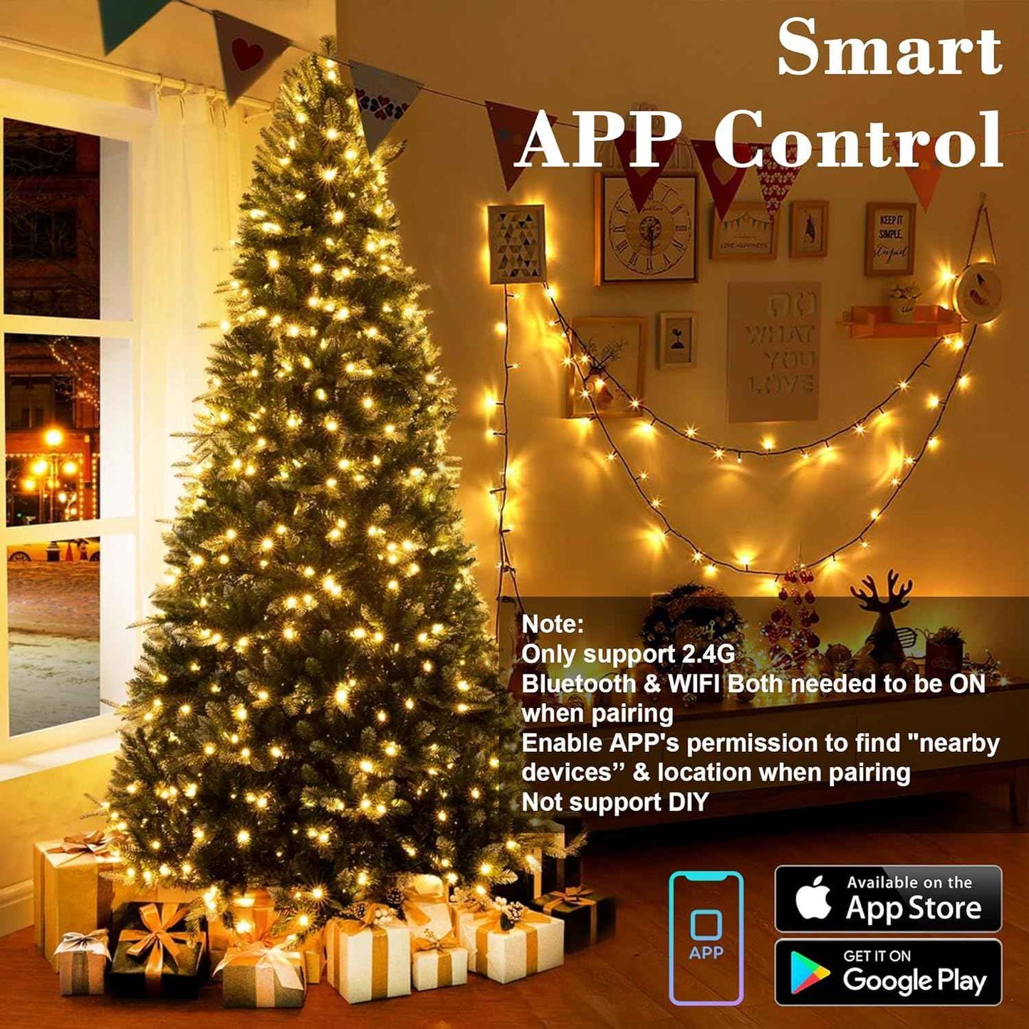 Brizled Smart Fairy Lights – WiFi Color-Changing String Lights for Bedroom Aesthetic and Holiday Mantel Styling