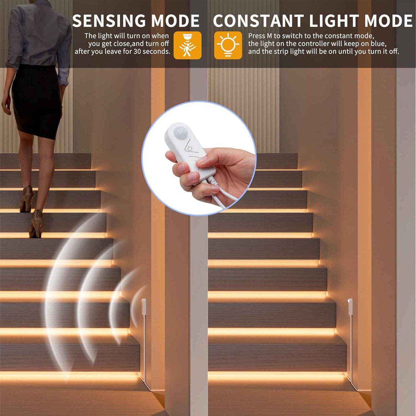 PAUTIX COB LED Strip with Motion Sensor – Clean Tool-Free Under-Cabinet Kitchen Lighting, 5V USB Motion Activated Strip