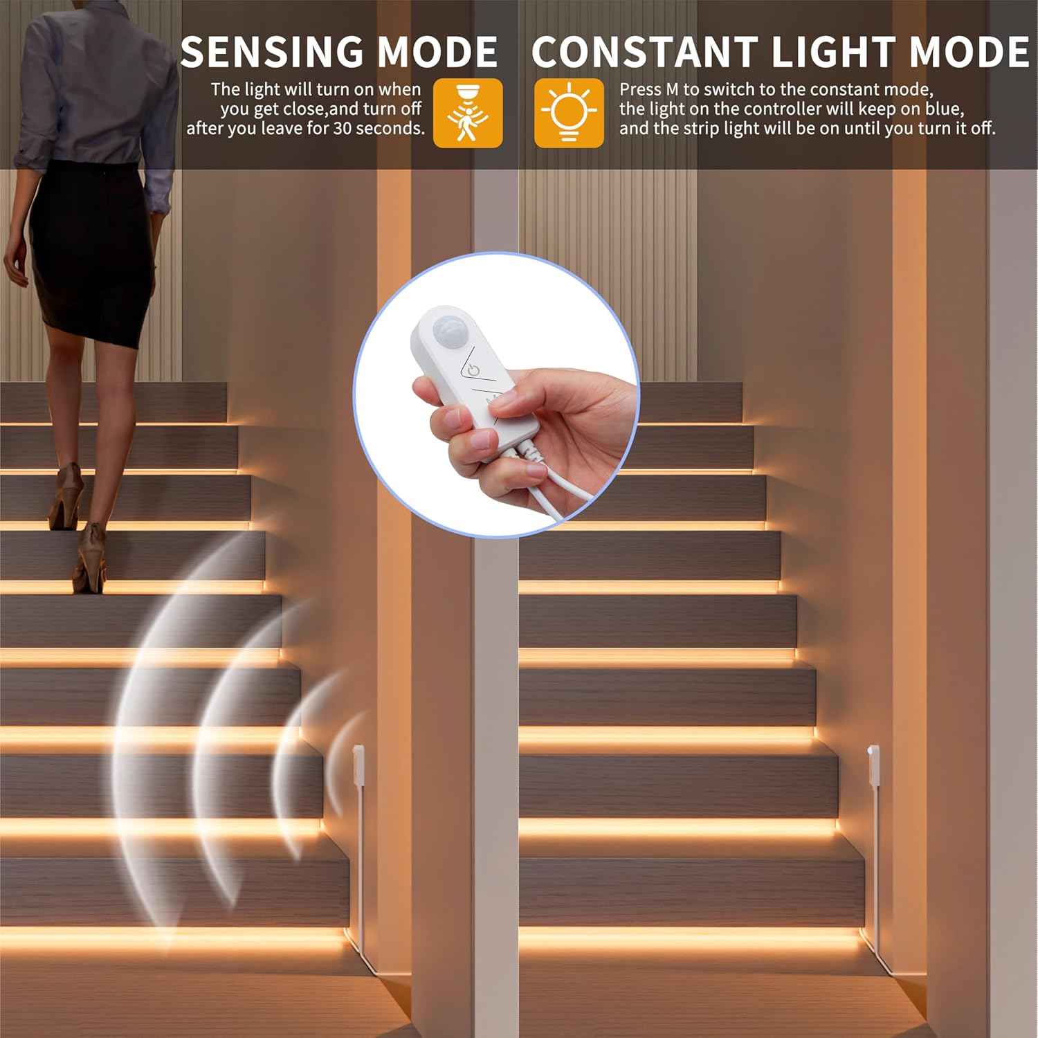 PAUTIX COB LED Strip with Motion Sensor – Clean Tool-Free Under-Cabinet Kitchen Lighting, 5V USB Motion Activated Strip