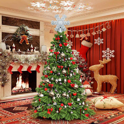 Aurora Glow Auto-Rotating Snowflake Light – No Flame, No Batteries Holiday Decoration for Family Trees