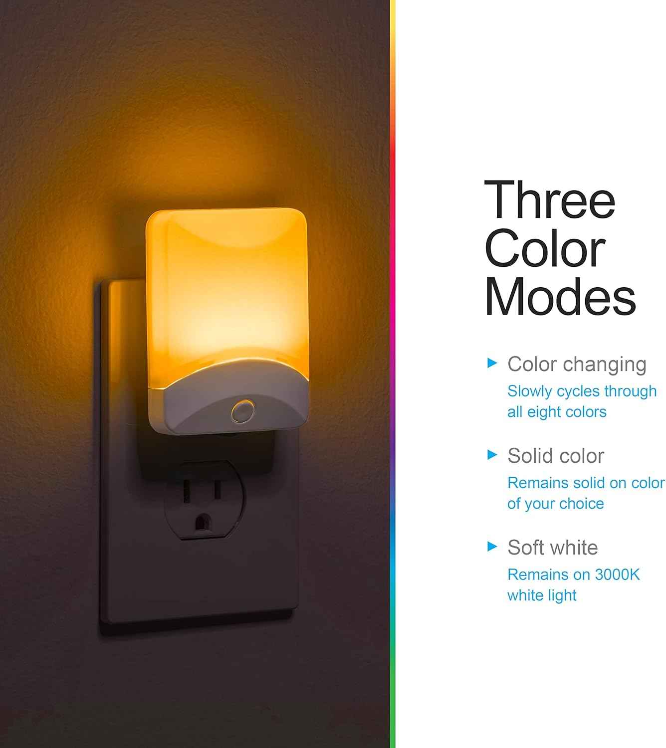 GE Color Changing LED Night Light for Kids – Nursery Plug-In with Dusk to Dawn Sensor and Cool Touch Safety