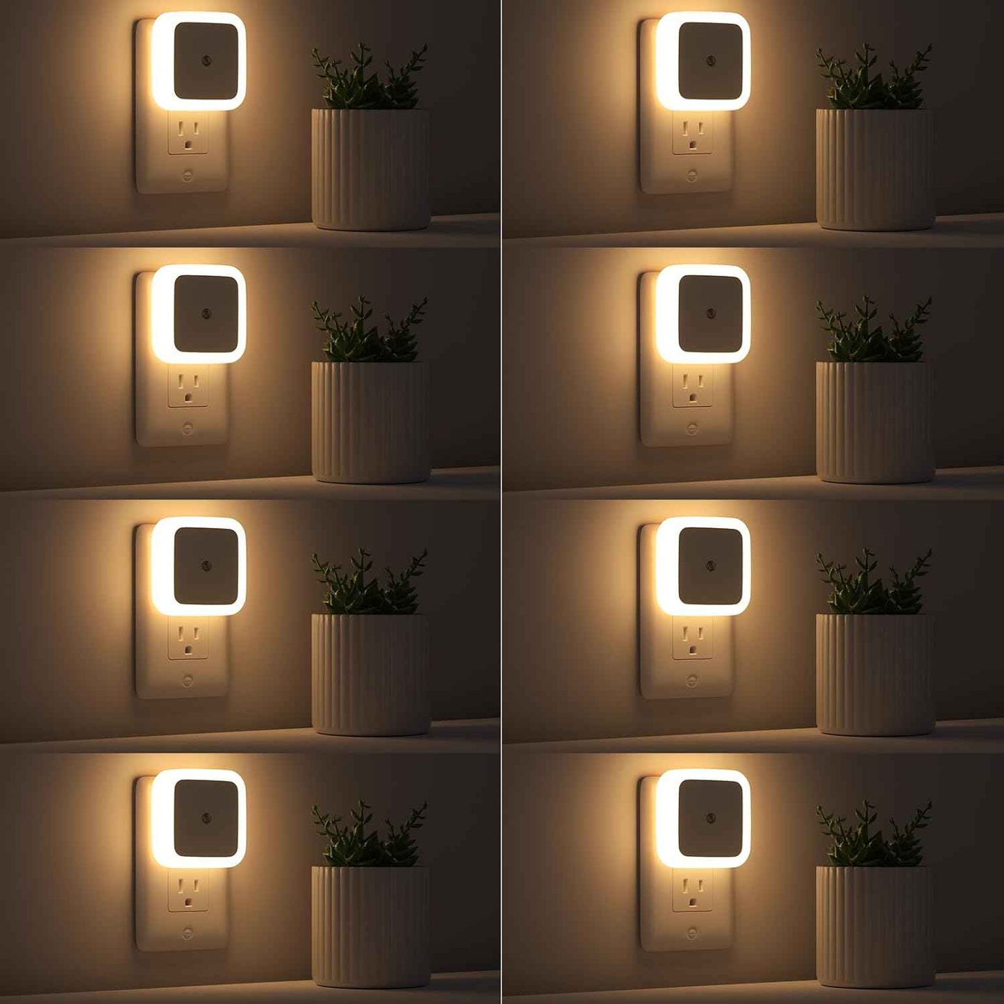 Sujeet Night Light 8-Pack – Warm White and Color LED Accent Lighting for Bedroom, Living Room, and Kitchen Ambiance