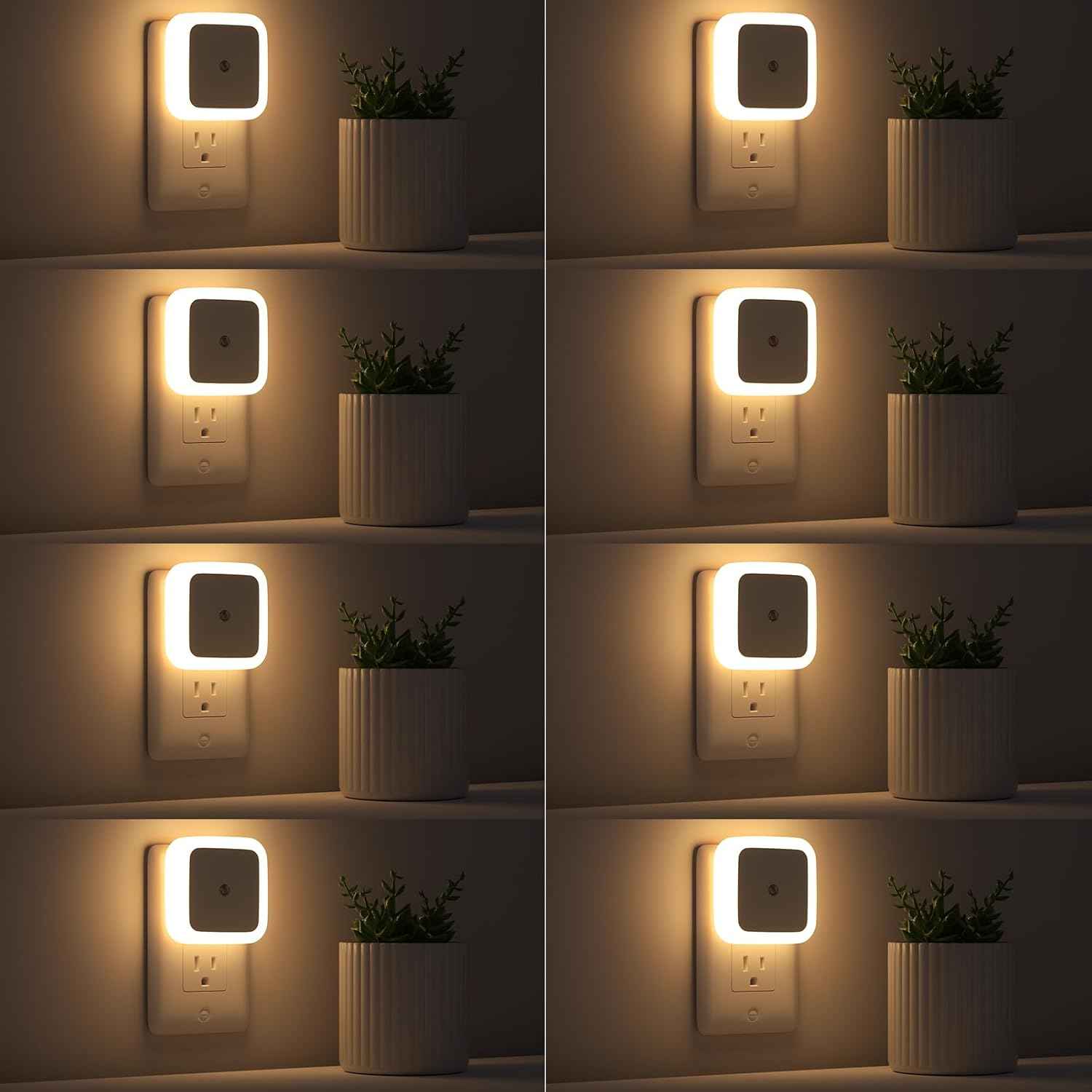 Sujeet Night Light 8-Pack – Warm White and Color LED Accent Lighting for Bedroom, Living Room, and Kitchen Ambiance