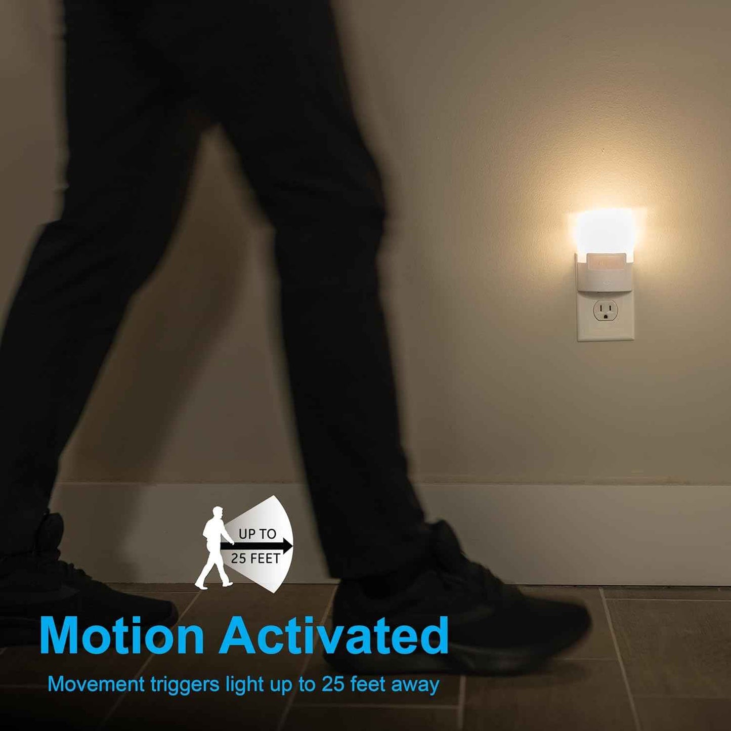 GE LED Motion Night Light – 25ft Detection for Safer Hallways and Stairways, 2 Pack