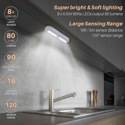 STAR-SPANGLED 3 Pack 7” Motion Sensor Light Indoor Battery Operated – Tool Free Adhesive LED for Clean, Clutter Free Closet and Hallway