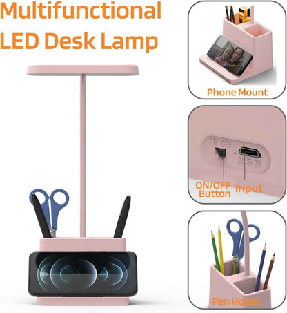 AXX Cute Desk Lamp Pink – Cozy Valentine's Day Gift for Women, Rechargeable Gooseneck Light for Bedroom and Dorm