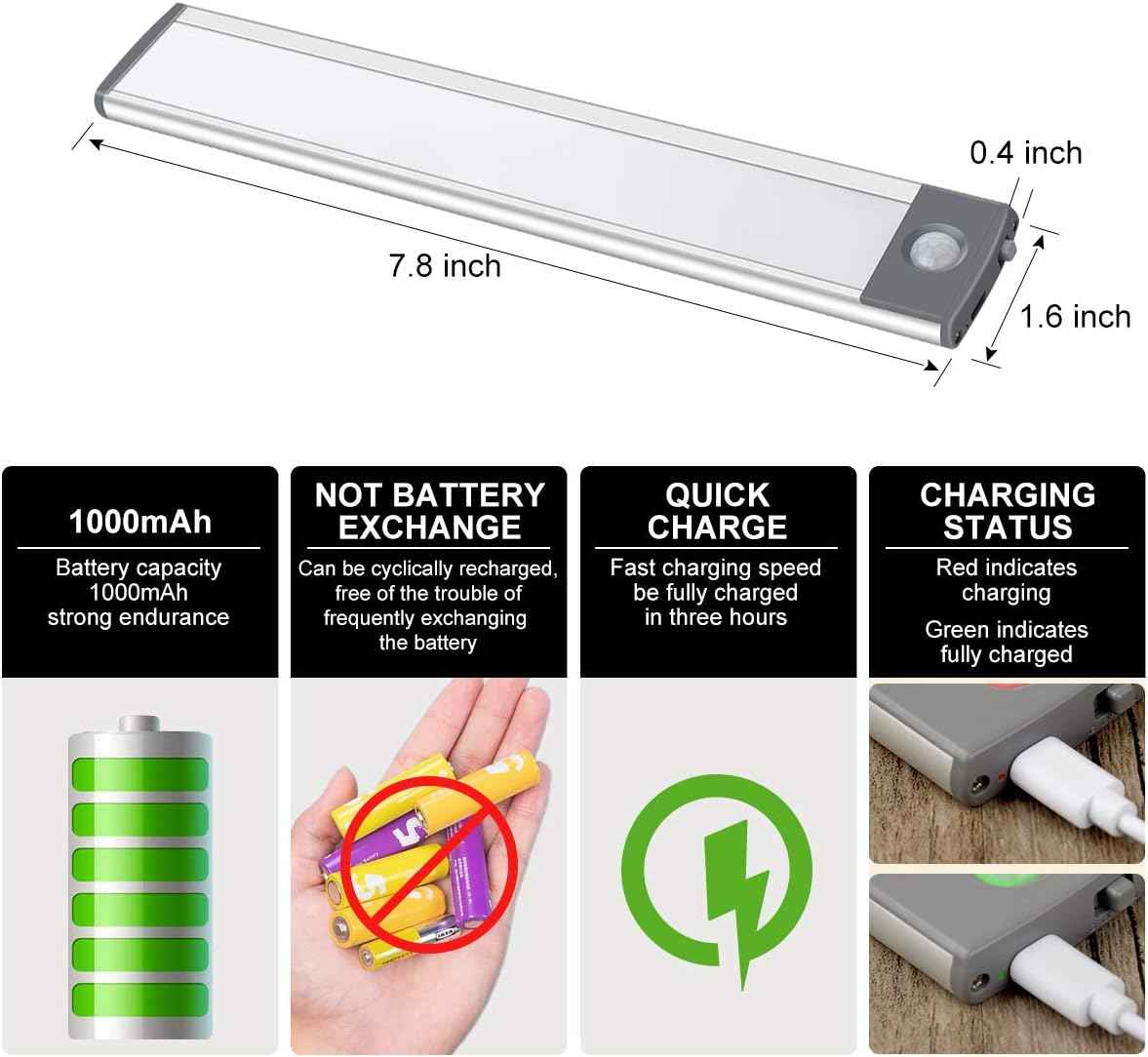 Brilliant Evolution Motion Light Bar – Thoughtful Housewarming Gift for New Homeowners, Rechargeable Renter-Friendly LED