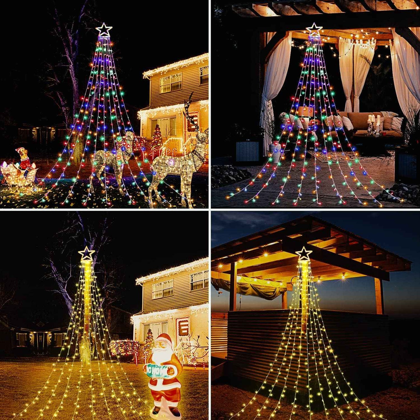 PUHONG 4-in-1 Color Changing Christmas Lights 320 LED – Thoughtful Holiday Gift for Hosts and New Homeowners with Star Shaped Design