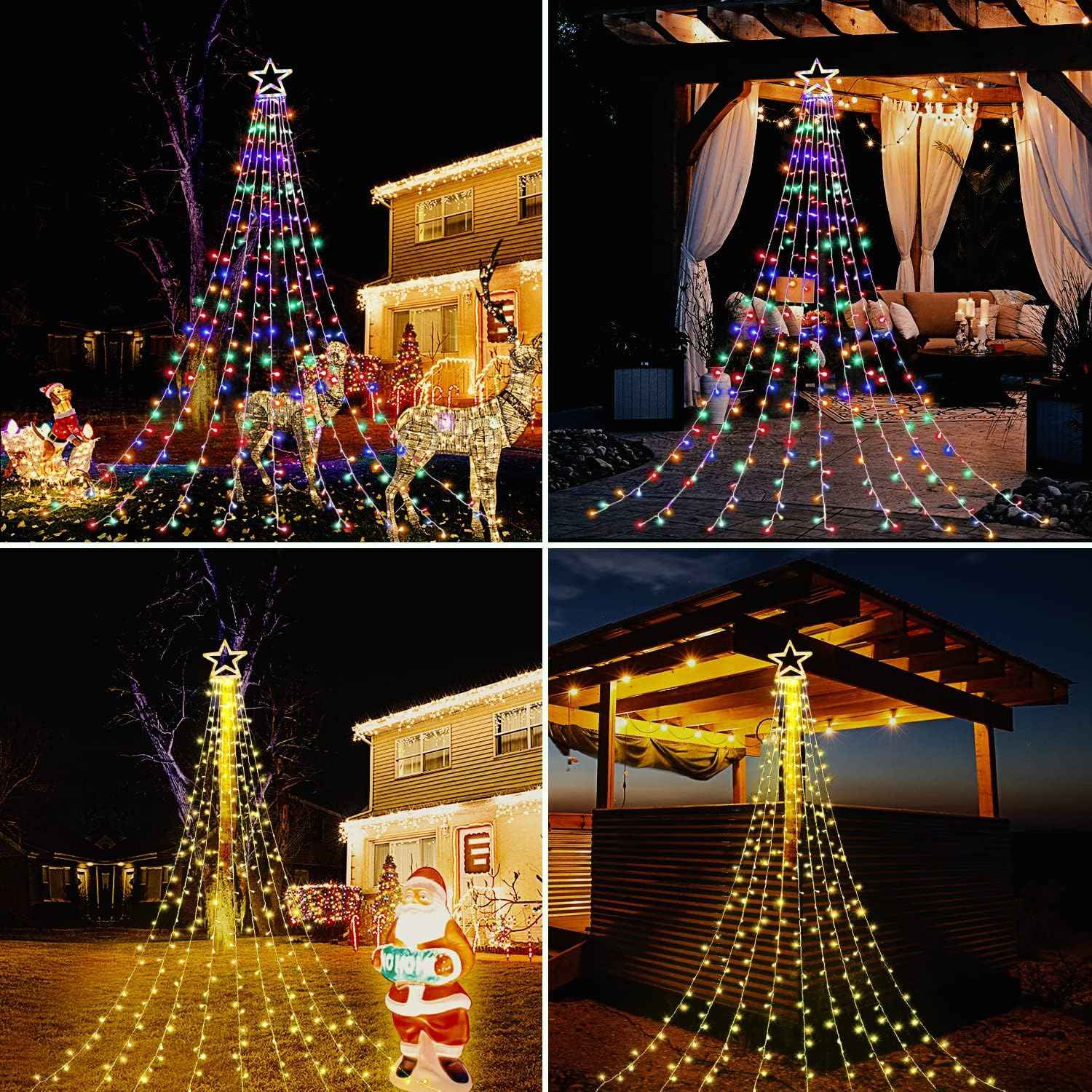 PUHONG 4-in-1 Color Changing Christmas Lights 320 LED – Thoughtful Holiday Gift for Hosts and New Homeowners with Star Shaped Design