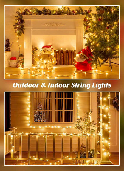 Brightown Solar Twinkle Lights 144ft Total Waterproof Outdoor String Lights, 8 Modes 400 LED for Pergola Deck Porch and Travel Trailer Canopy