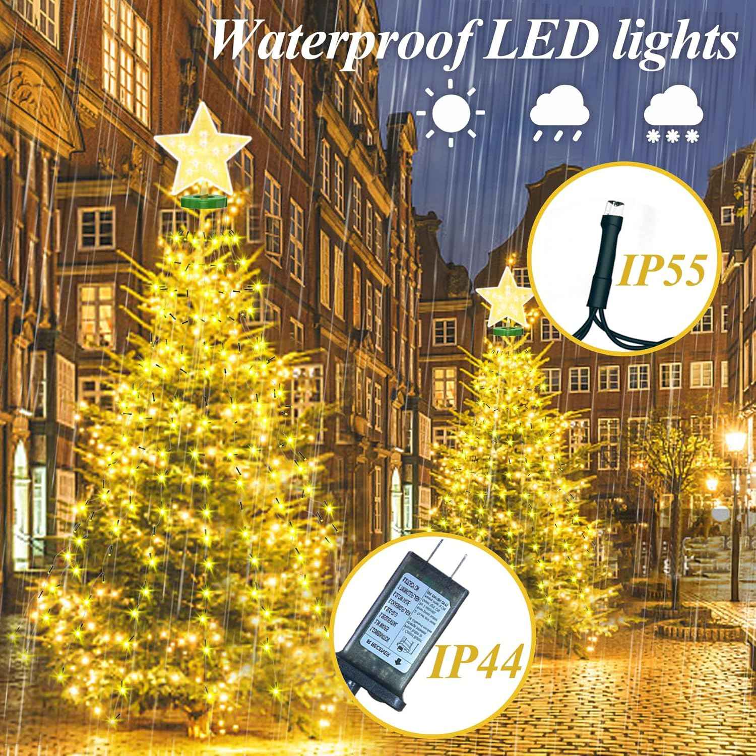 aneeway Star Topper Christmas Tree Lights – Cozy Holiday Aesthetic for Living Room Mantel and Reading Nook, 16 Strand Cascade