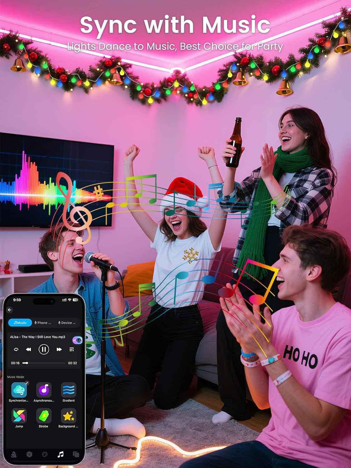 Lumify Home Color Changing Fairy Lights – 100 LED Globe String for Aesthetic Dorm Room and Apartment Ambiance with Music Sync