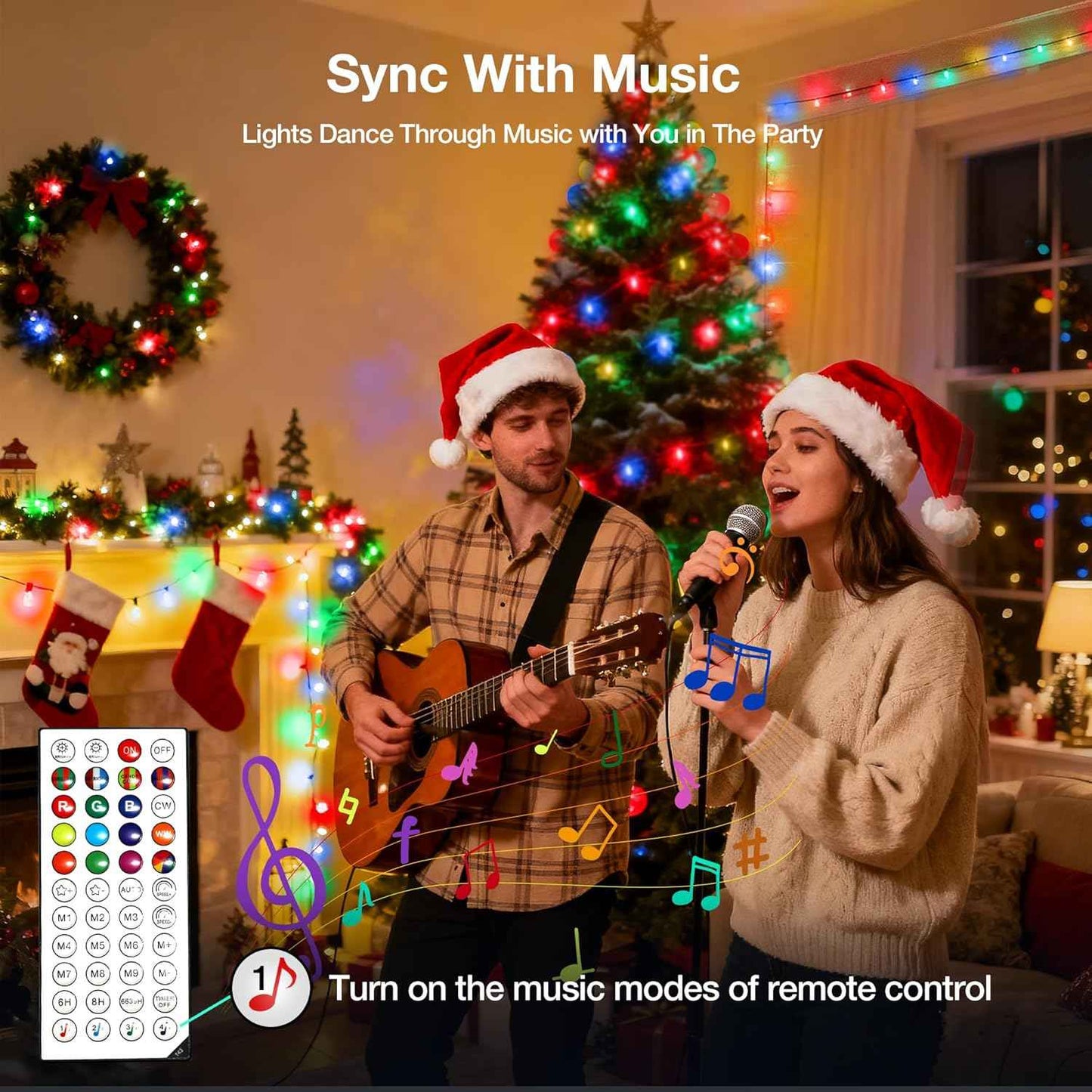 Brightown RGB String Lights 98.4ft – Thoughtful Housewarming Gift for Women and Men with Remote, Timer & Music Mode