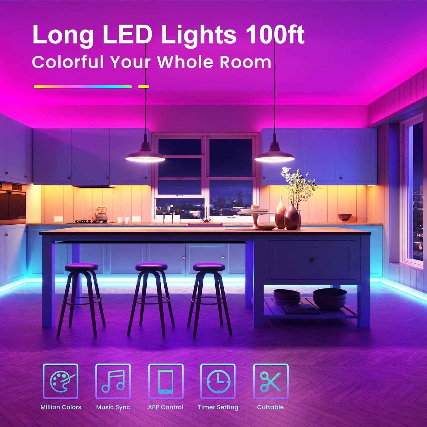 TJOY LED Lights for Nursery and Playroom – Bluetooth App Timer Strip Light with Baby Penguin Remote