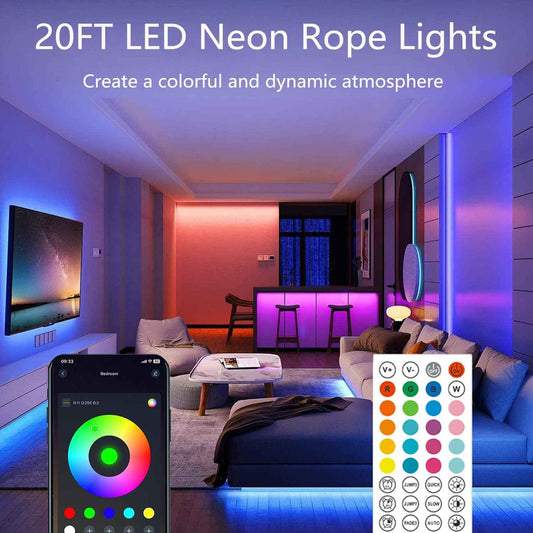 Birthday Gift for Her – RGB Neon Rope Light for Bedroom with App and Remote