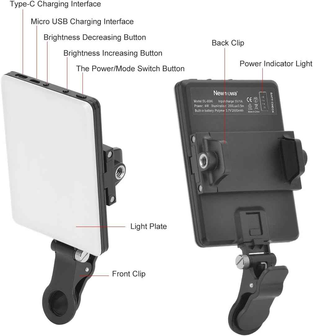 Newmowa Portable Clip Light – On-Location Fill Light for Vloggers Shooting Outdoors and at Events