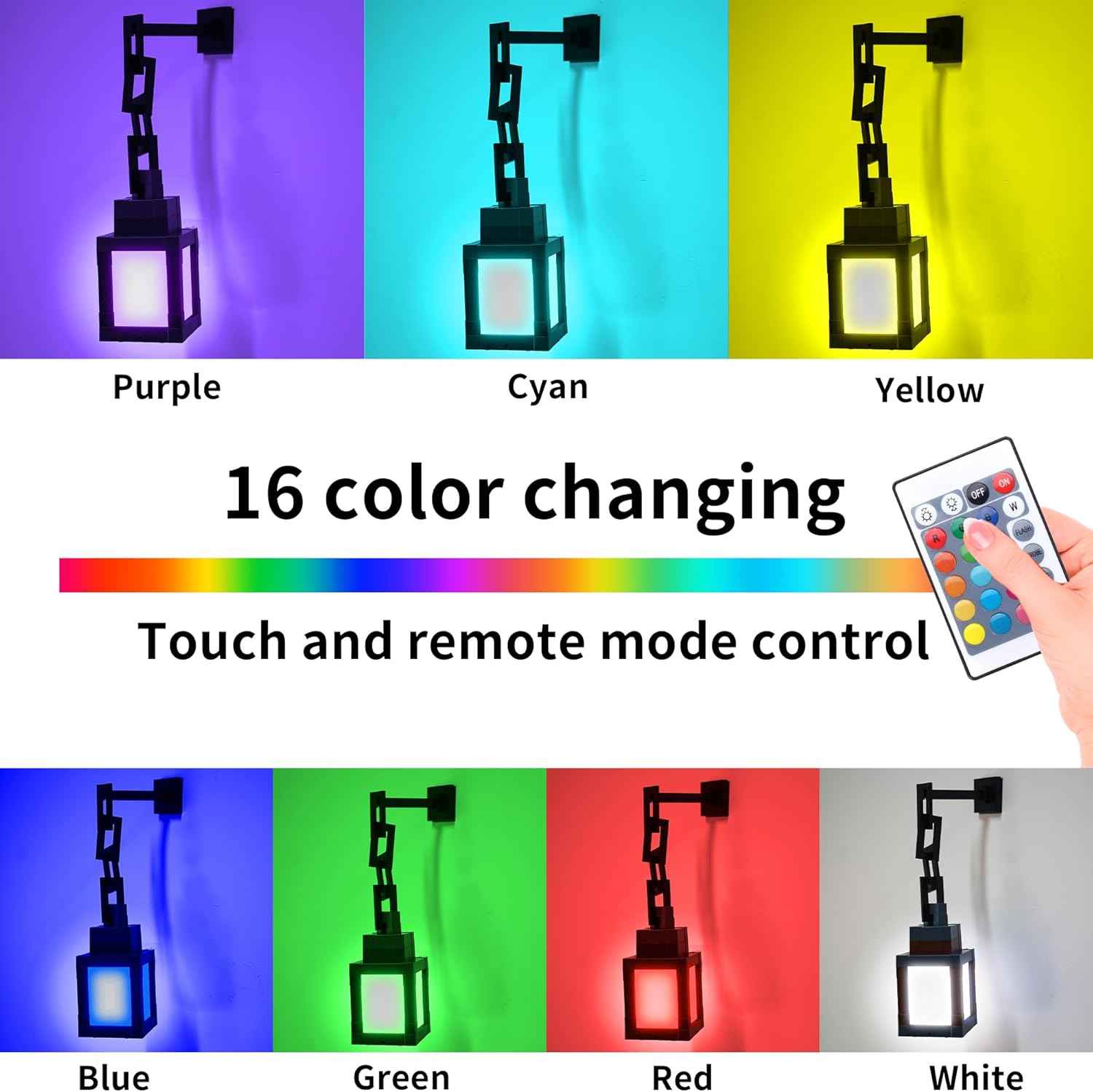 Pixelated Lantern Night Light - Modern RGB Accent Lamp for Living Room Aesthetic, Dimmable Mood Light with Remote