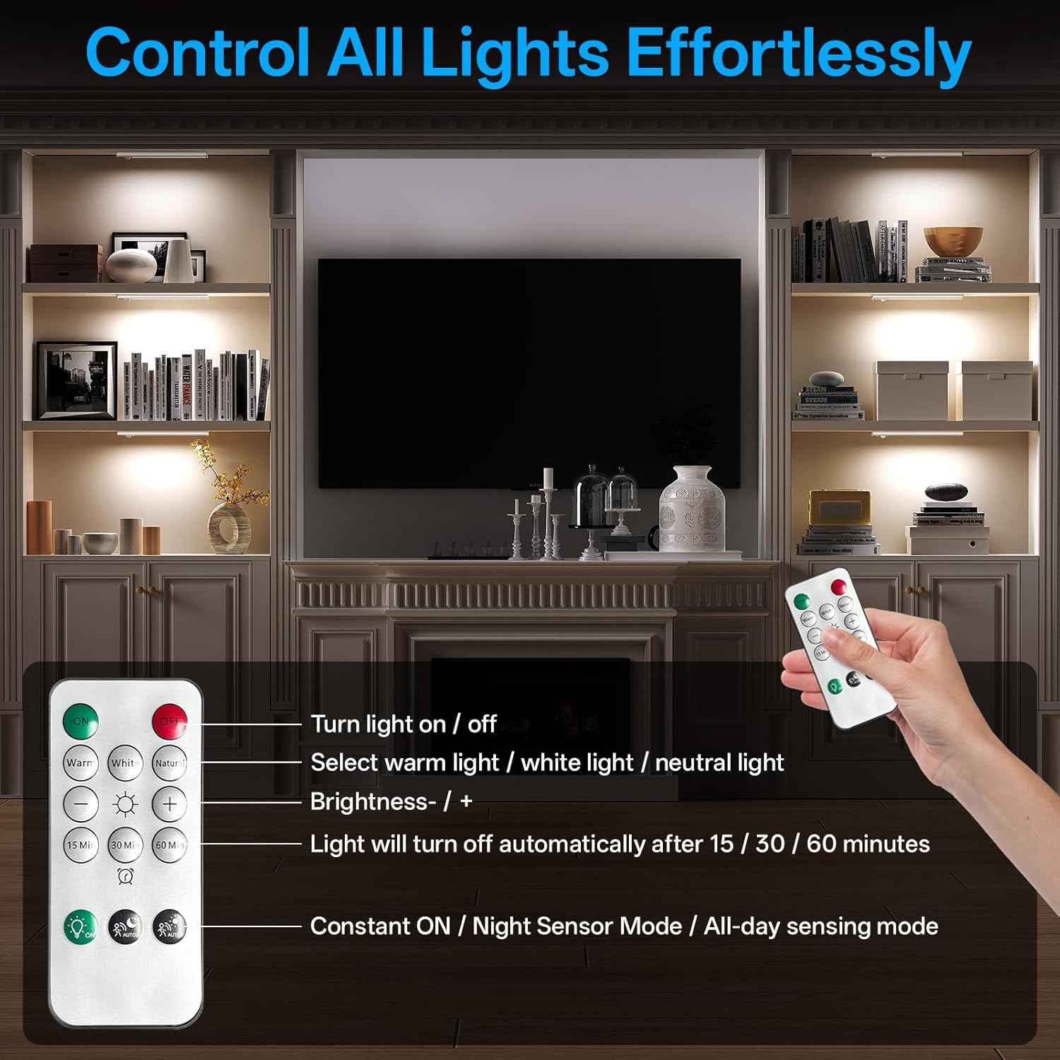 MCGOR Rechargeable Under Cabinet Lights – Thoughtful Housewarming Gift for New Homeowners, LED Bar 2-Pack with Remote